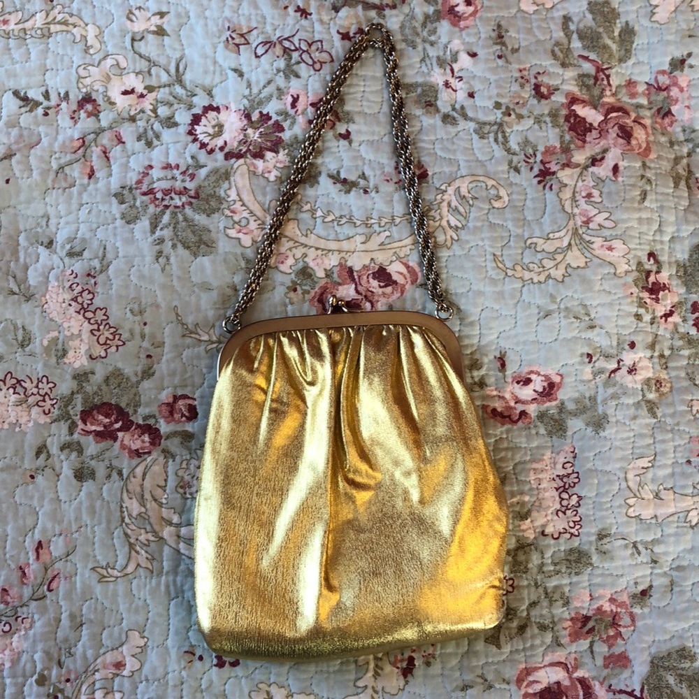 Vintage gold lamé bag
